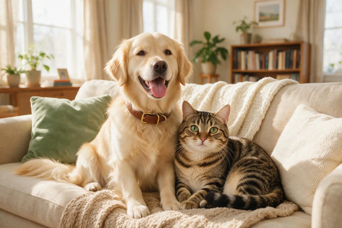 Un perro y un gato juntos, pacientes de Veterinaria Claude Véricel